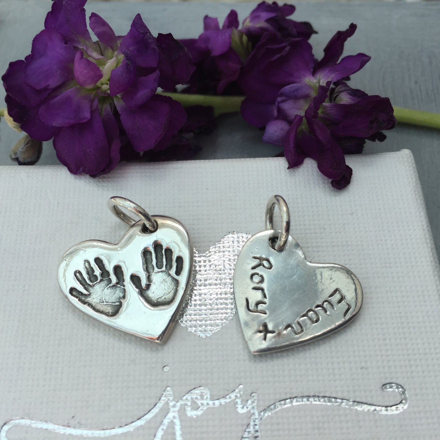 Sibling Heart Handprint or Footprint Charm - Joy Impressions