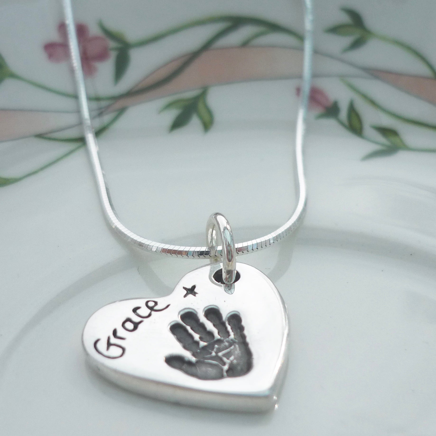 Heart Handprint or Footprint Charm Necklace - Joy Impressions
