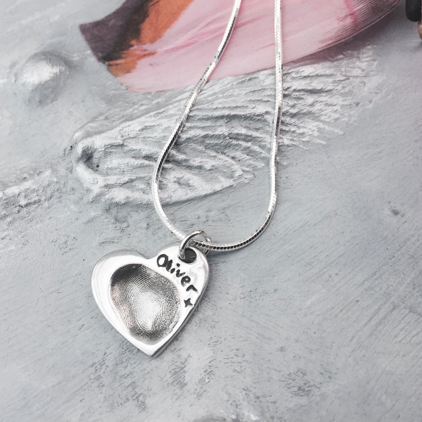 Heart Fingerprint Charm Necklace - Joy Impressions