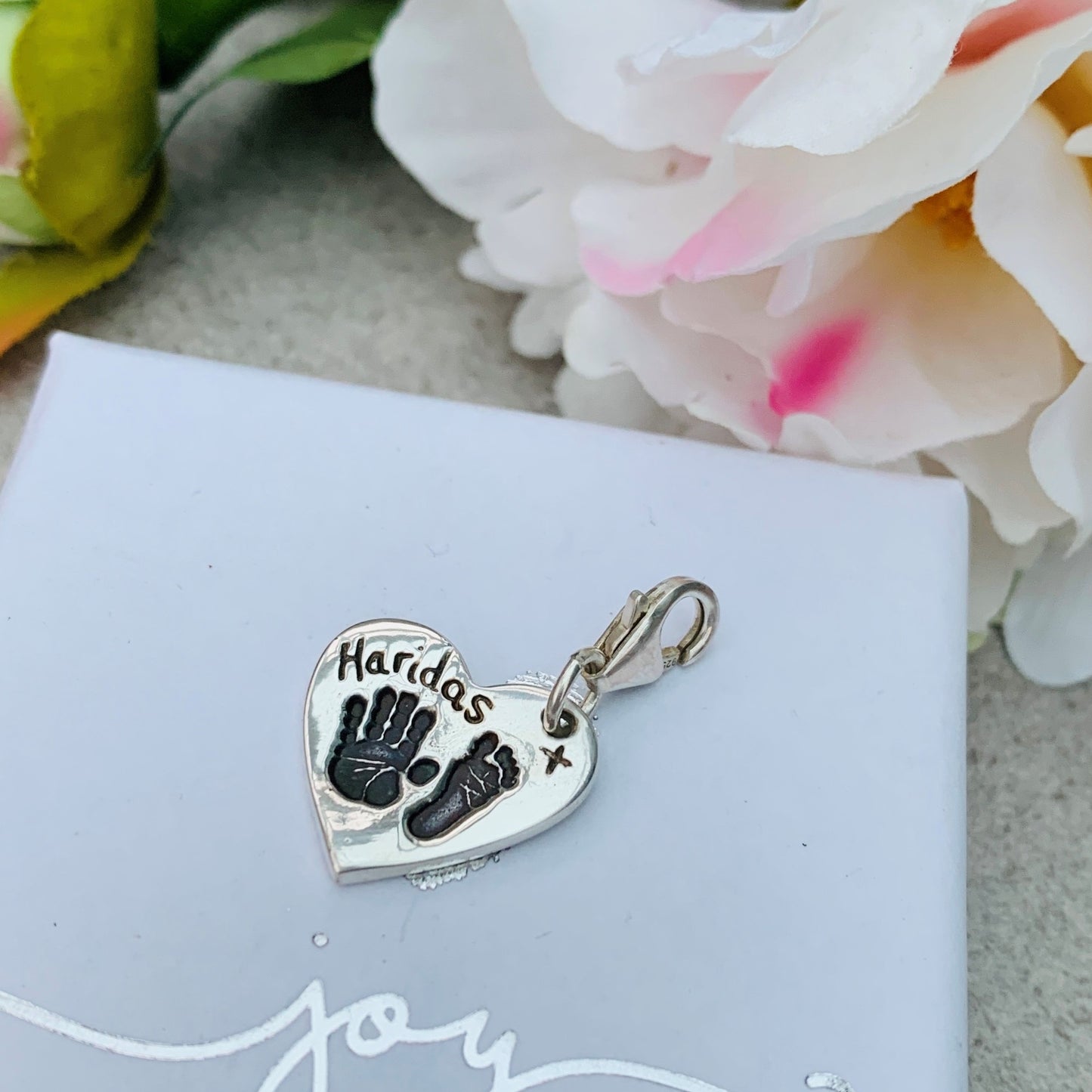 Hand & Footprint Heart Charm with Clasp by Joy Impressions