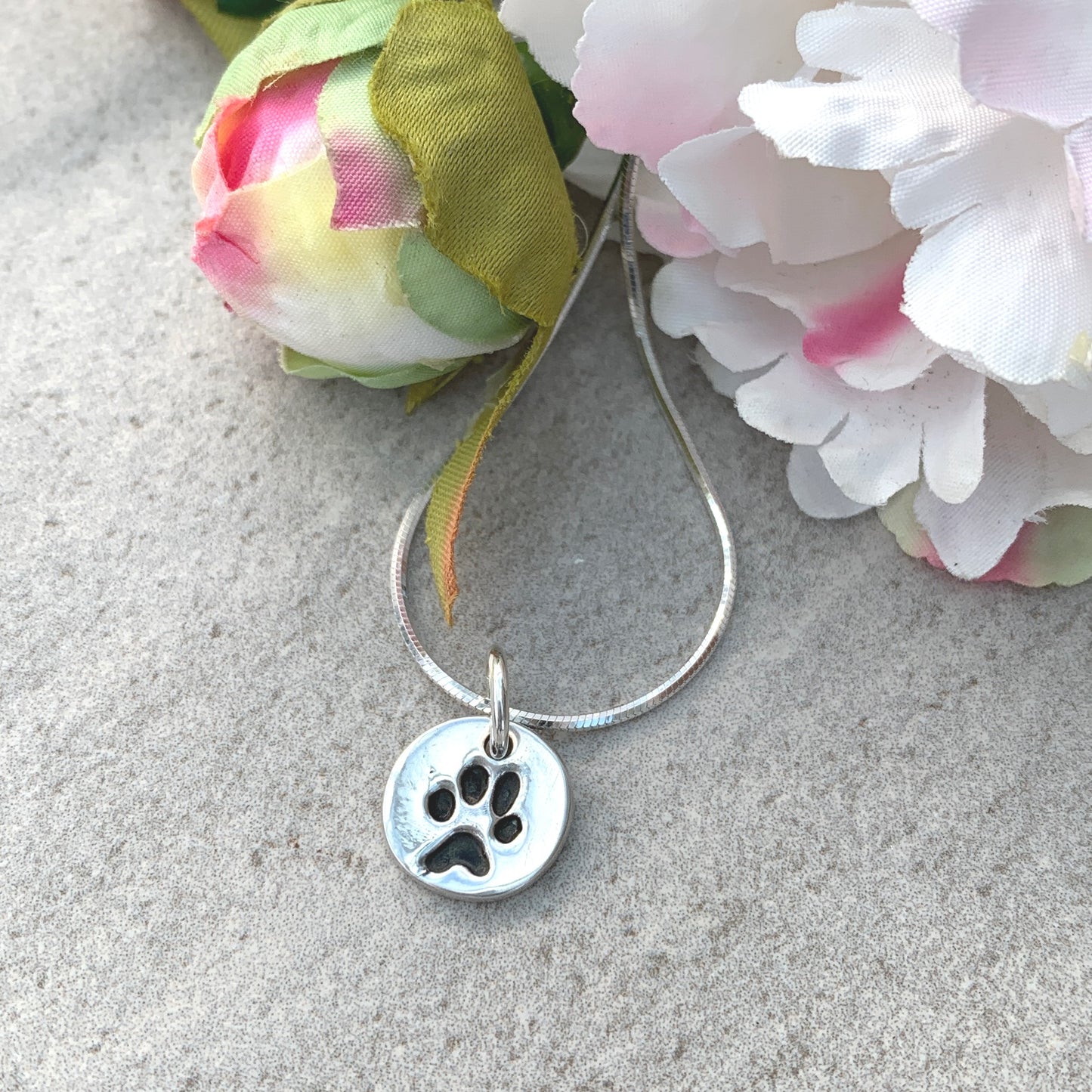 Pawprint Circle Charm Necklace by Joy Impressions