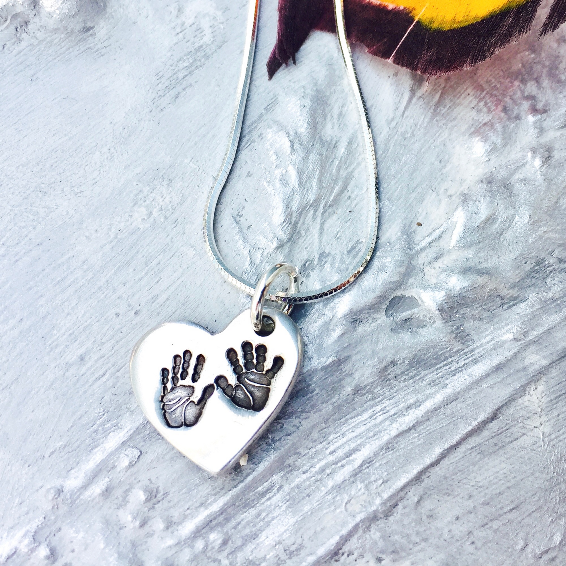 Sibling Heart Handprint Necklace - Joy Impressions